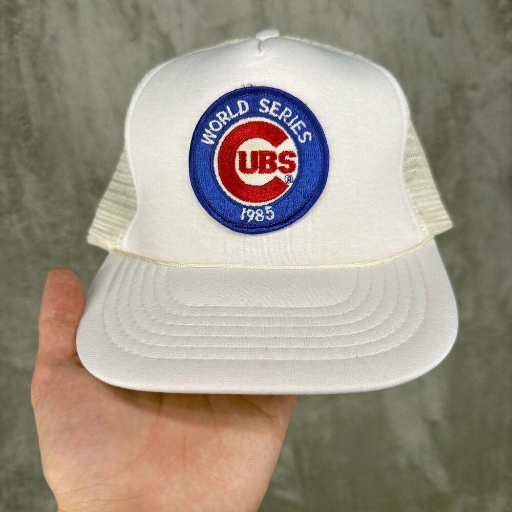 Vintage Chicago Cubs 1985 World Series Hat Trucker White Snapback Patch Foam